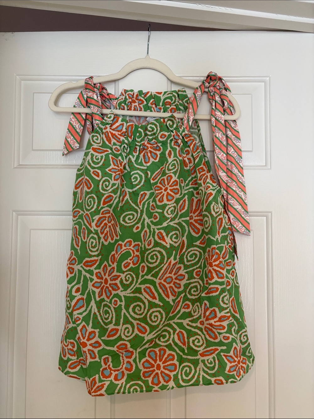 Current Air Los Angeles Green Floral Tie-Shoulder Top - Women